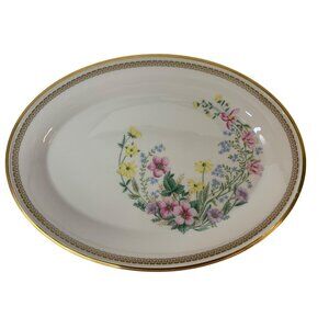 VTG 80s Lenox Flower Song Oval Platter 16" X 12" M Size Gold Rim Floral  L10091